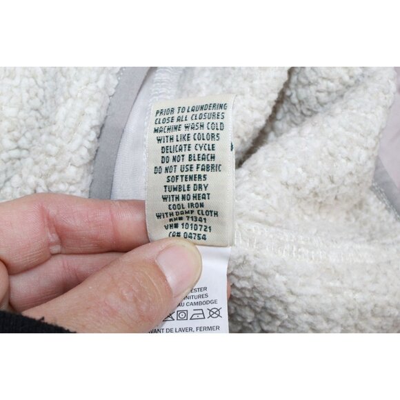 LL Bean Hi-Pile Fleece Pullover Quarter Snap Kangaroo pocket Cream L - Picture 7 of 12